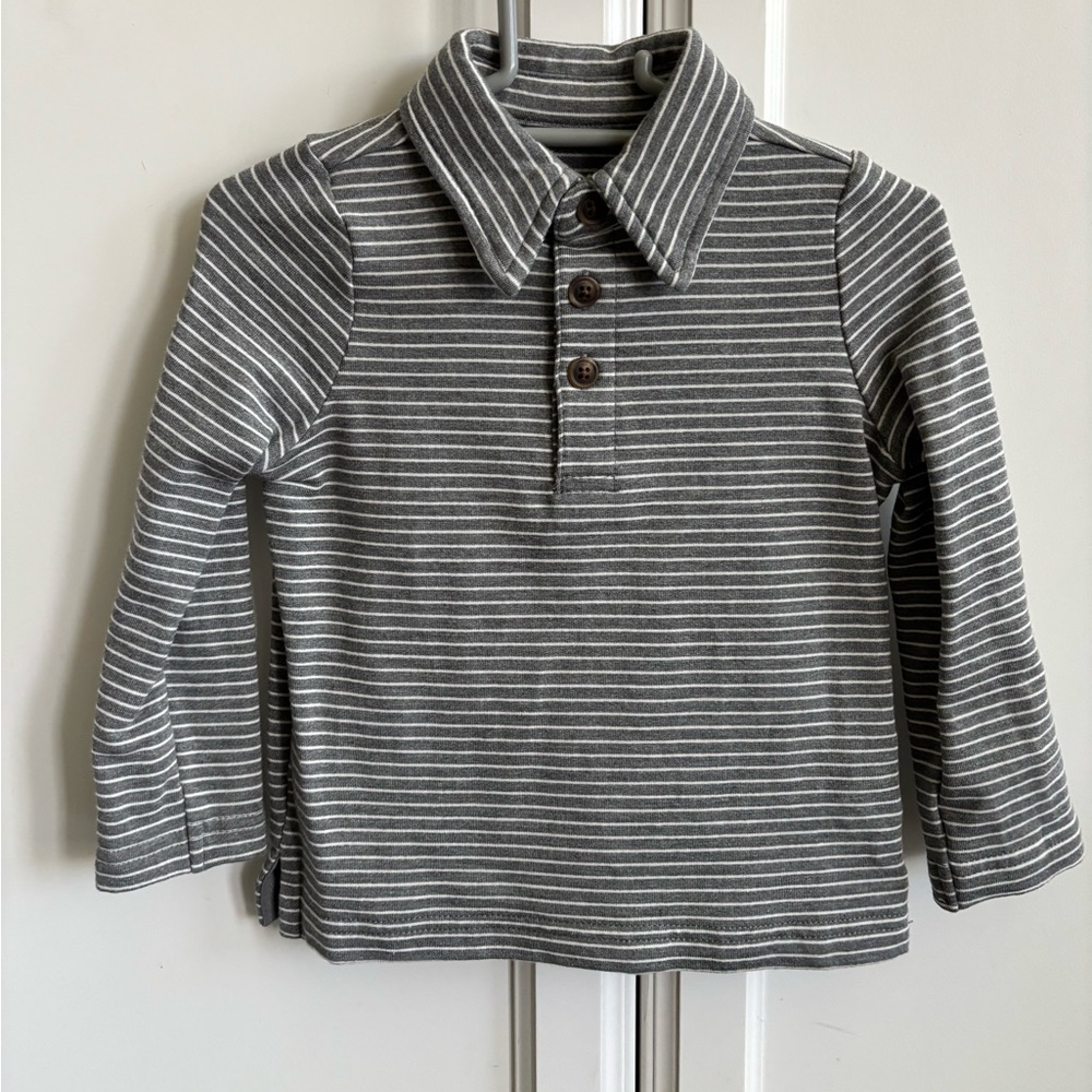 little sleepies grey and white stripe play polo